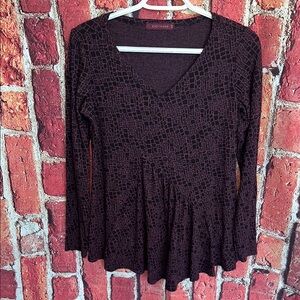 Cut Loose Textured Geometric Peplum Top Size XS